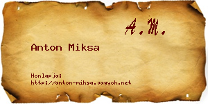 Anton Miksa névjegykártya